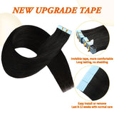 Tape In Hair Extensions Human Hair Invisible Straight Tape Hair Extensions For Women Seamless Skin Weft #1B Natural Black