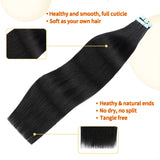 Tape In Hair Extensions Human Hair Invisible Straight Tape Hair Extensions For Women Seamless Skin Weft #1B Natural Black