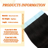 Tape In Hair Extensions Human Hair Invisible Straight Tape Hair Extensions For Women Seamless Skin Weft #1B Natural Black