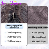 AOSI Synthetic Gray Ppurple With Bangs Gradient Long Curly Hair Ladies Wig Daily Wear Party COS Wig