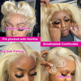 Luvin Brazilian 30 Inch 613 Honey Blonde Color 13x6 Lace Front Wigs Body Wave Hd 13x4 Lace Frontal Human Hair Wigs For Women