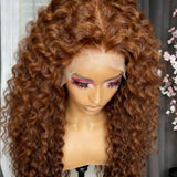 Chocolate Brown Deep Wave 13x4 HD Lace Frontal Wigs Human Hair Transparent Pre Plucked 250% Density Water Wave Lace Frontal Wigs