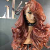 13x6 Reddish Brown Women's Wigs Synthetic Lace Front Wig Red Body Wave Lace Frontal Wig Glueless Pre Plucked With Baby Hair Wig