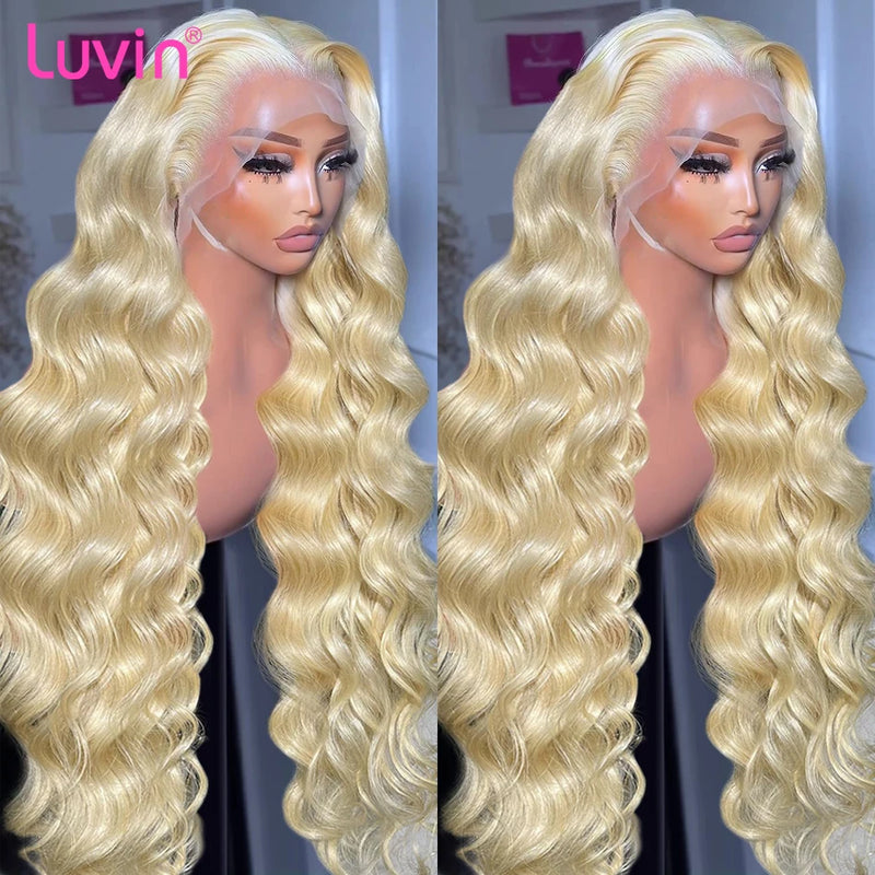 Luvin Brazilian 30 Inch 613 Honey Blonde Color 13x6 Lace Front Wigs Body Wave Hd 13x4 Lace Frontal Human Hair Wigs For Women