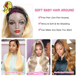 Full Lace Human Hair Wigs 1B 613 Ombre Blonde 13x6 Lace Front Wigs Dark Root Body Wave Brazilian Pre Plucked Remy Frontal Wig