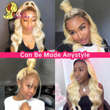 Full Lace Human Hair Wigs 1B 613 Ombre Blonde 13x6 Lace Front Wigs Dark Root Body Wave Brazilian Pre Plucked Remy Frontal Wig