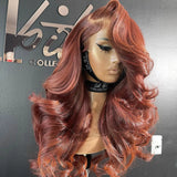 13x6 Reddish Brown Women's Wigs Synthetic Lace Front Wig Red Body Wave Lace Frontal Wig Glueless Pre Plucked With Baby Hair Wig