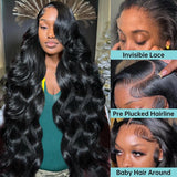 Body Wave 13x6 Hd Lace Frontal Wigs For Women Brazilian Hair Loose Water Wave Pre Plucked 40 Inch 13x4 Lace Front Human Hair Wig